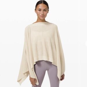 Lululemon Yin Poncho OS Oatmeal Cream Cashmere Blend Boolux Knit Wrap Shawl